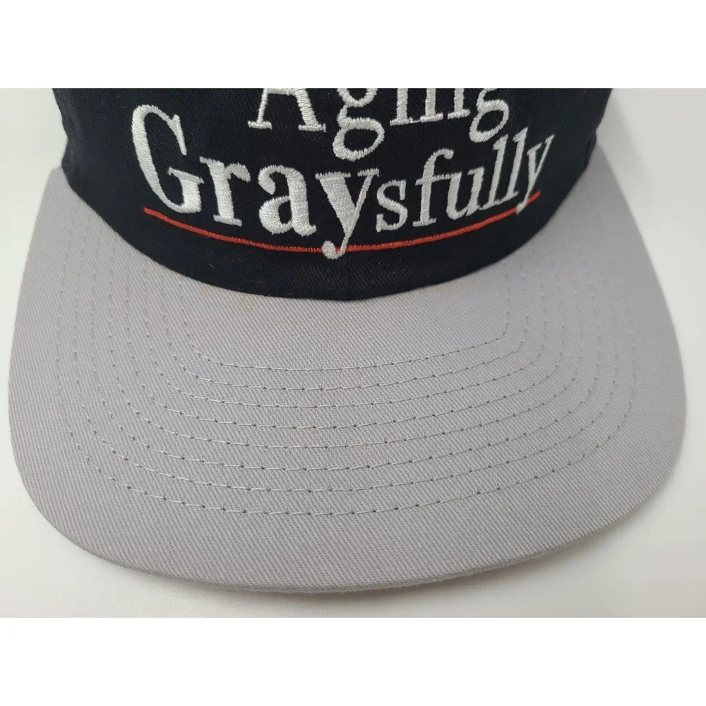 Vintage Aging Graysfully Snapback Hat Cap Funny‎ Humor Joke Men Women Black Gray